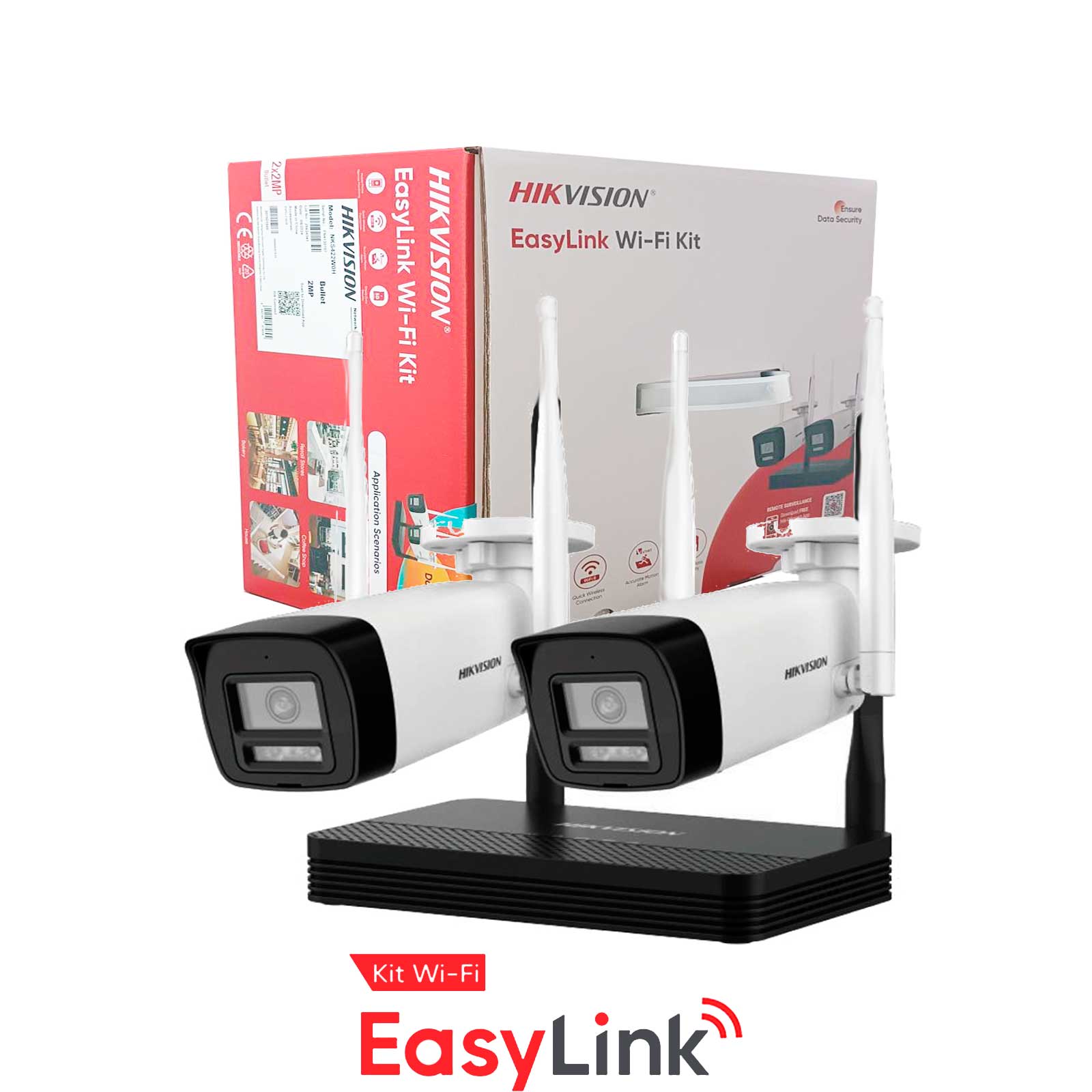 KIT NVS EASYLINK WIFI H.265 4 CANALES (2MPX) Hikvision
